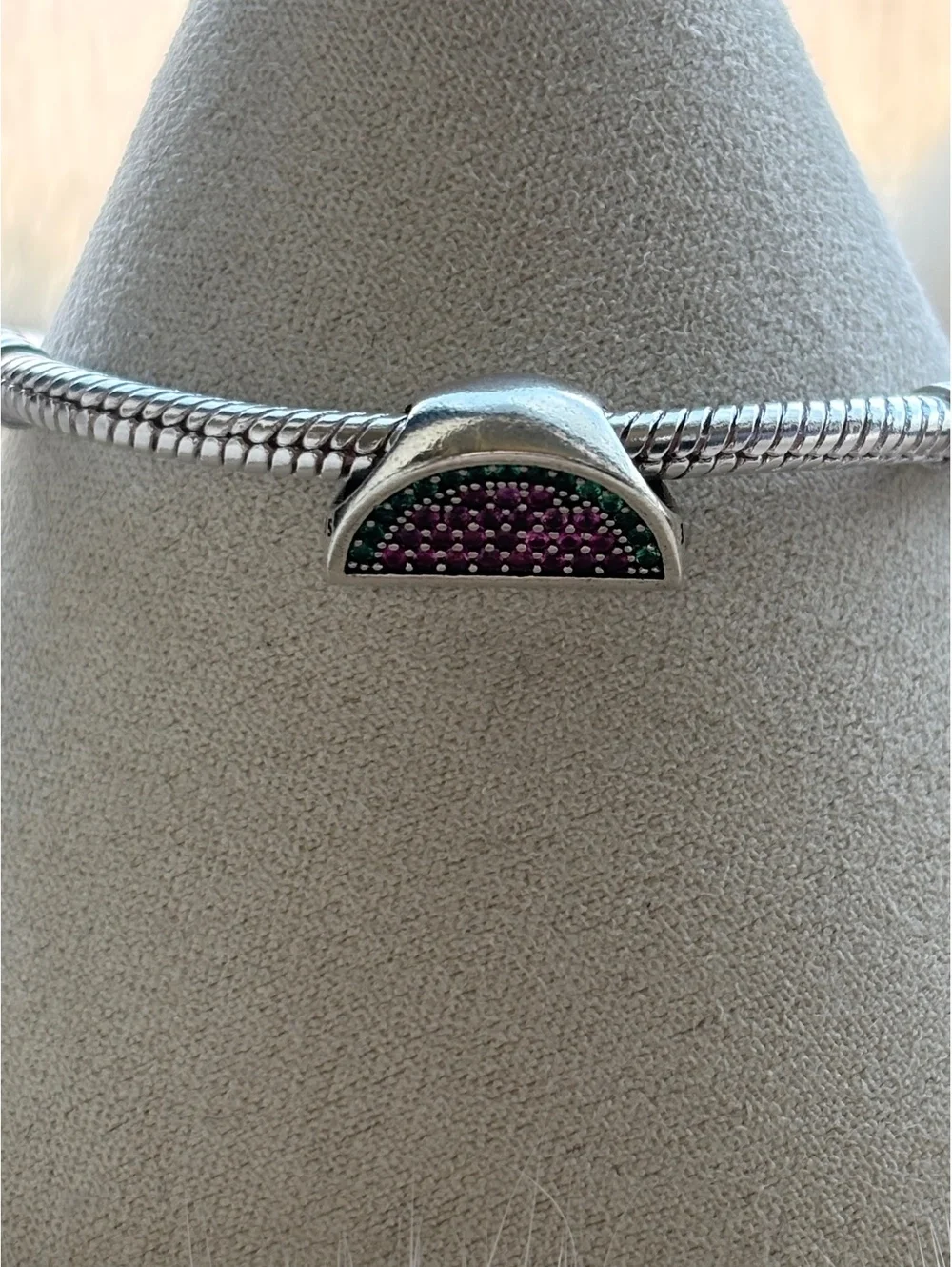 Pandora Watermelon Charm Sterling Silver with Pink and Green Stones